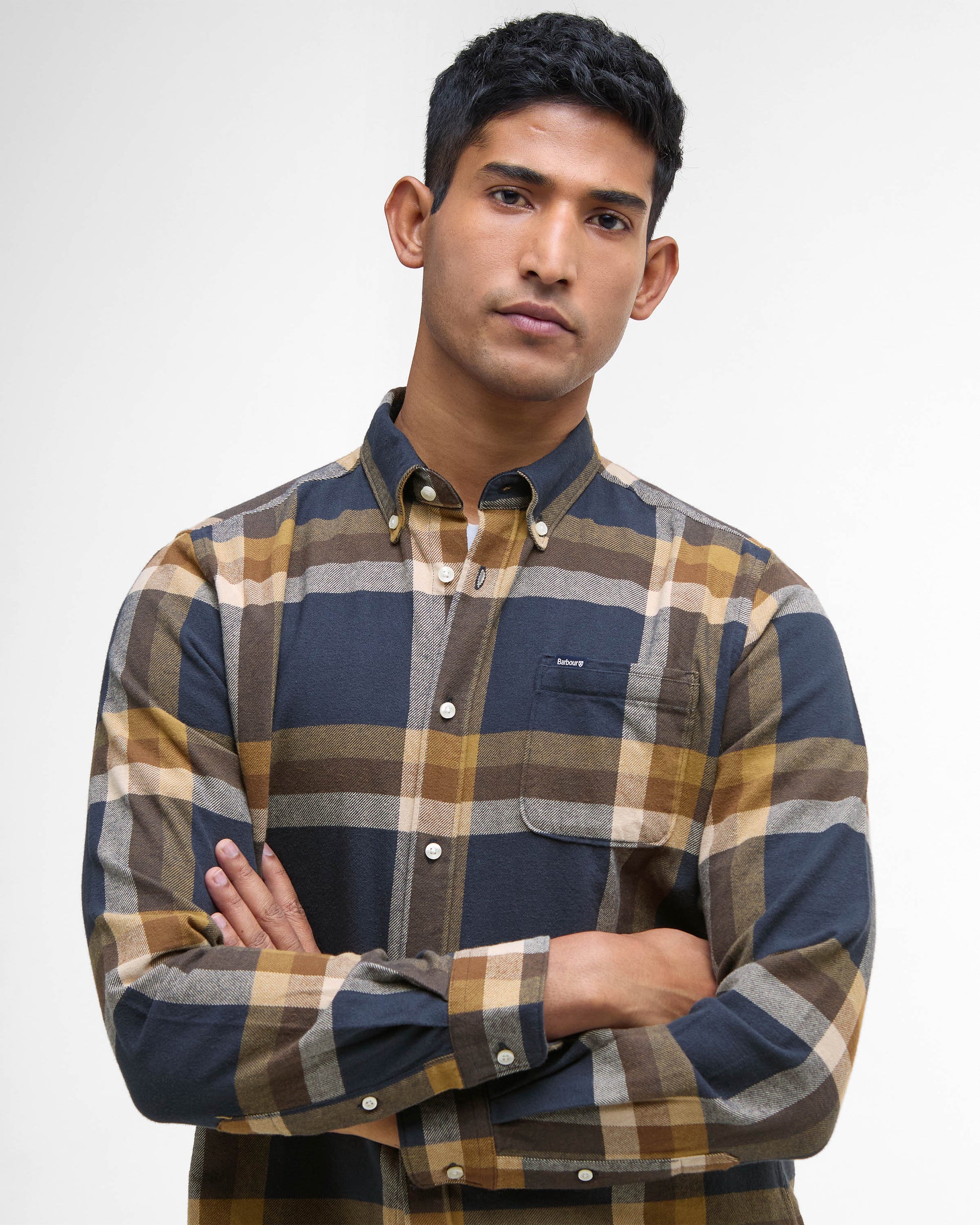 Barbour Folley Mens Tailored Checked Shirt - Navy | CHO | Designer Mens Shirts