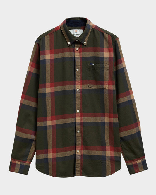 Barbour Folley Mens Tailored Checked Shirt - Mid Olive | CHO | Designer Mens Shirts