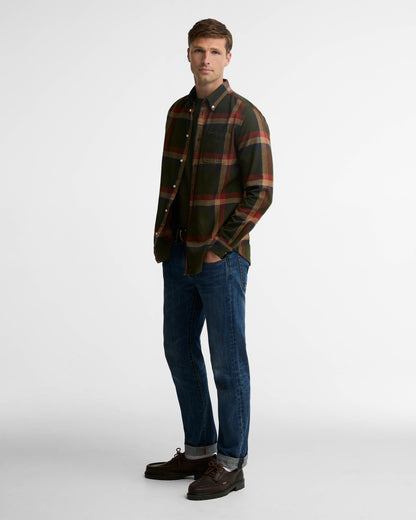 Barbour Folley Mens Tailored Checked Shirt - Mid Olive | CHO | Designer Mens Shirts