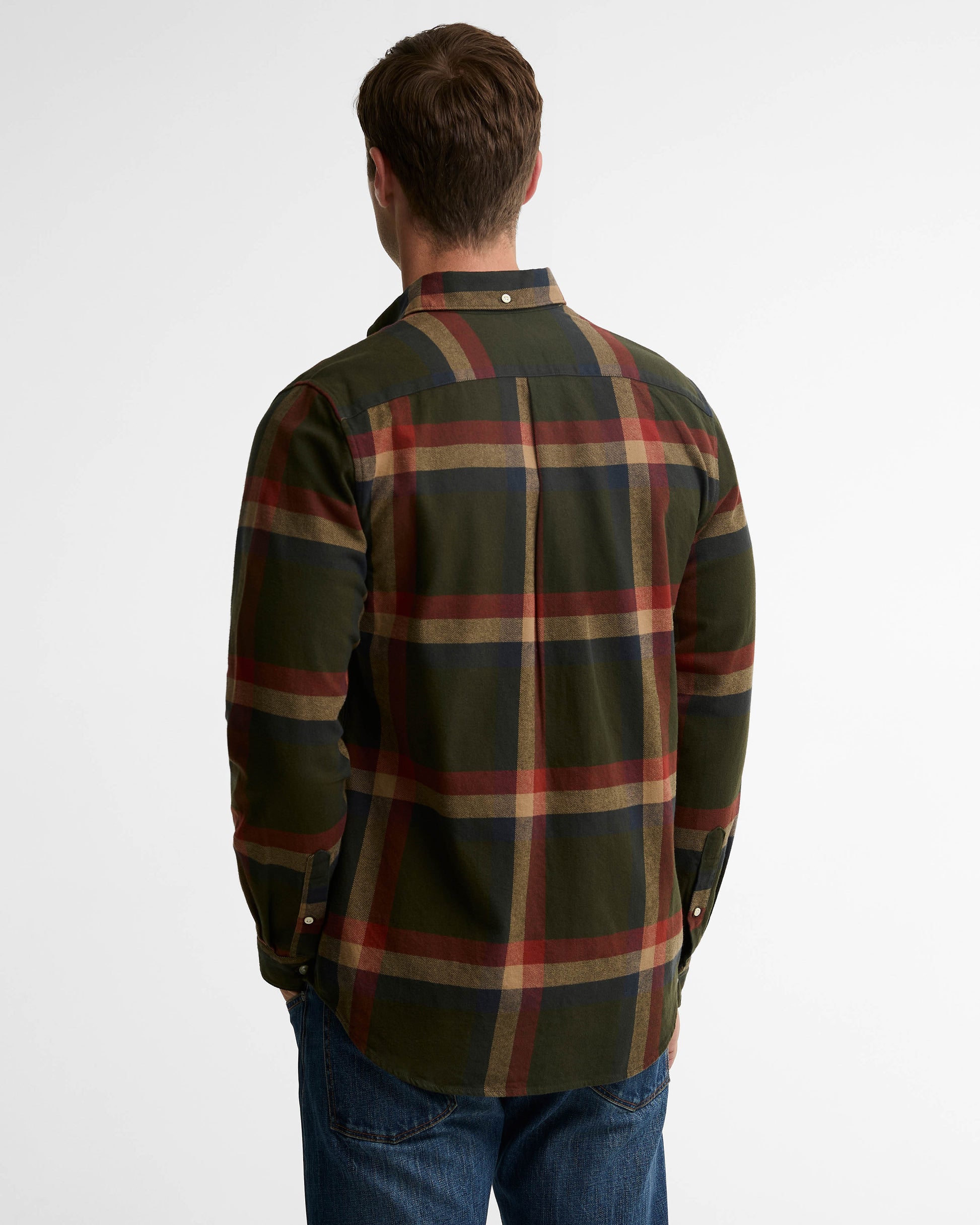 Barbour Folley Mens Tailored Checked Shirt - Mid Olive | CHO | Designer Mens Shirts