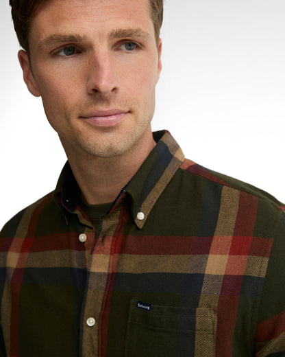 Barbour Folley Mens Tailored Checked Shirt - Mid Olive | CHO | Designer Mens Shirts