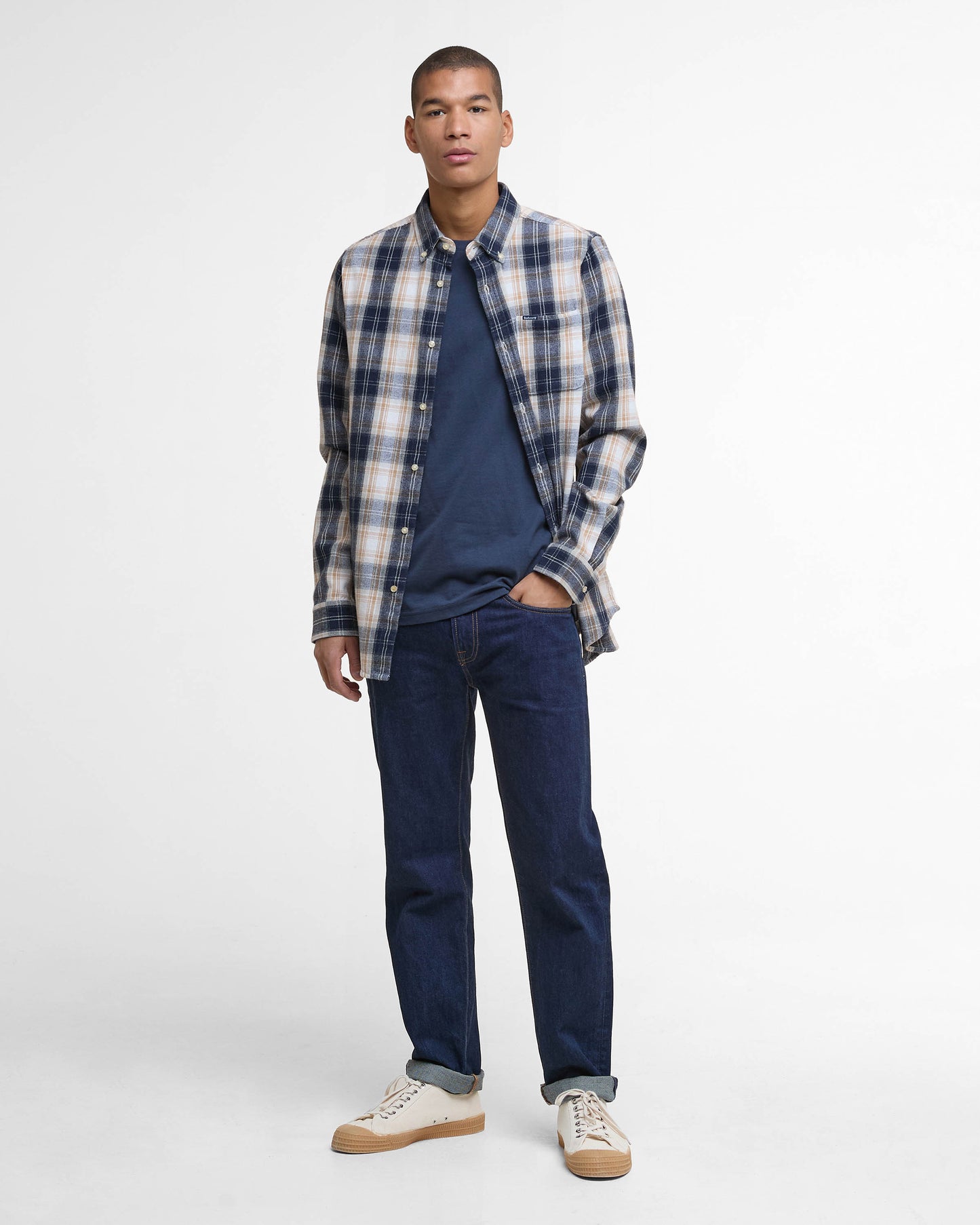 Barbour Sillwith Mens Tailored Checked Shirt - Ecru