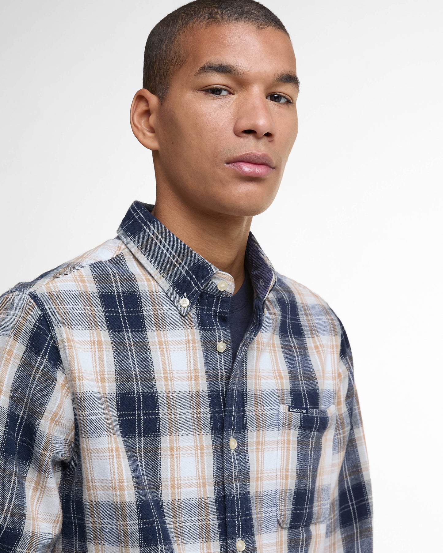Barbour Sillwith Mens Tailored Checked Shirt - Ecru