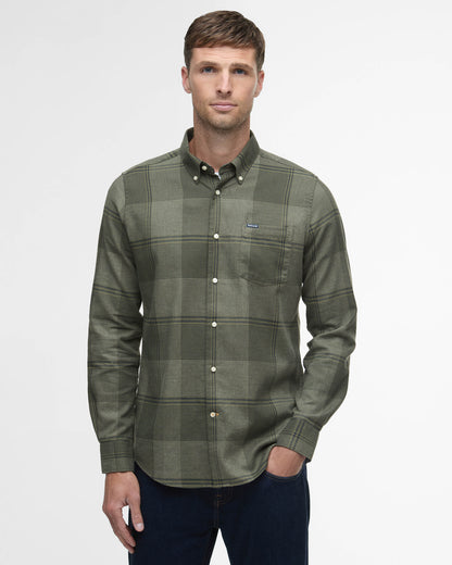 Barbour Heaney Mens Checked Tailored Shirt - Olive