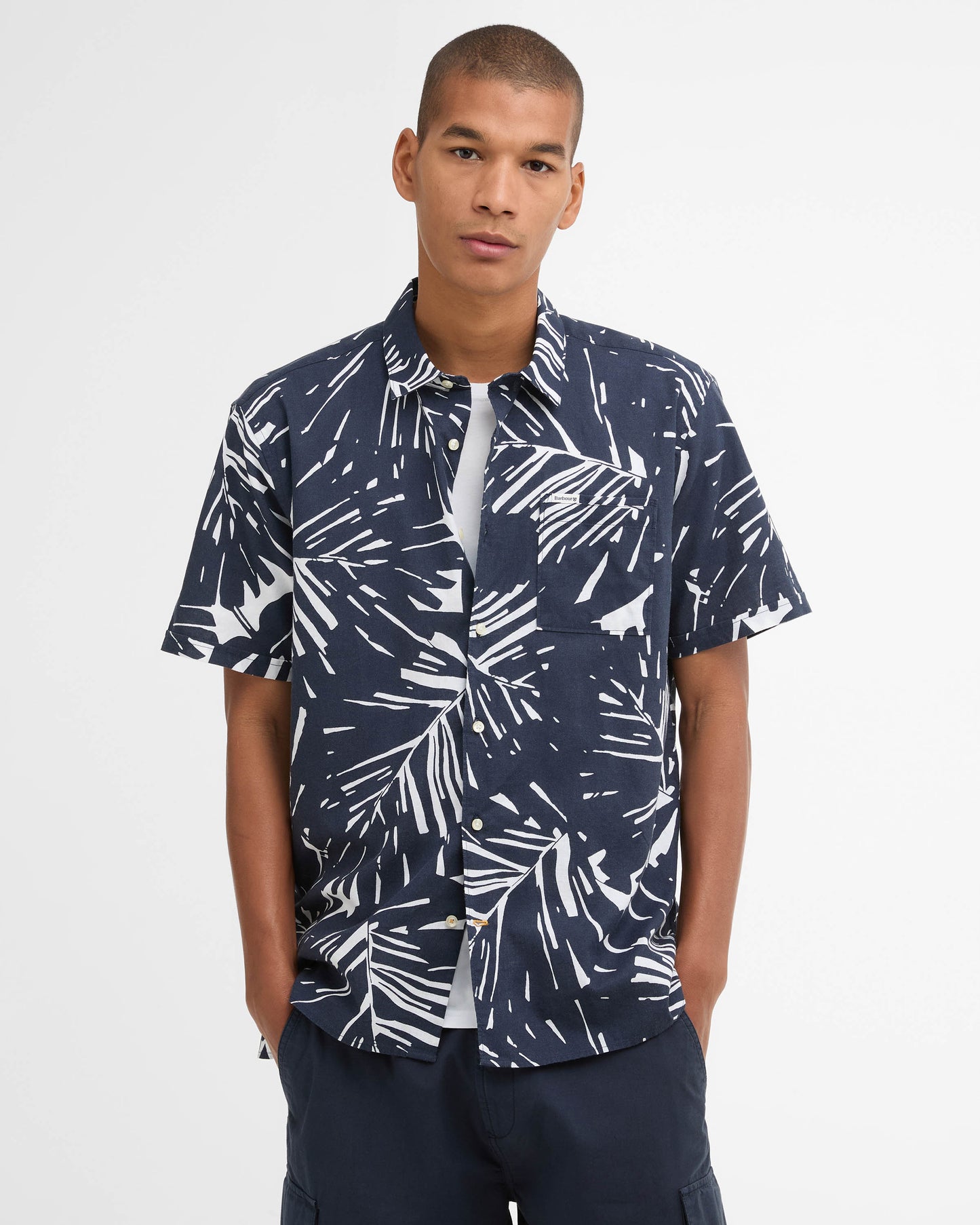 Barbour Edenwood Printed Summer Fit Mens Shirt - Navy | CHO | Designer Mens Shirts