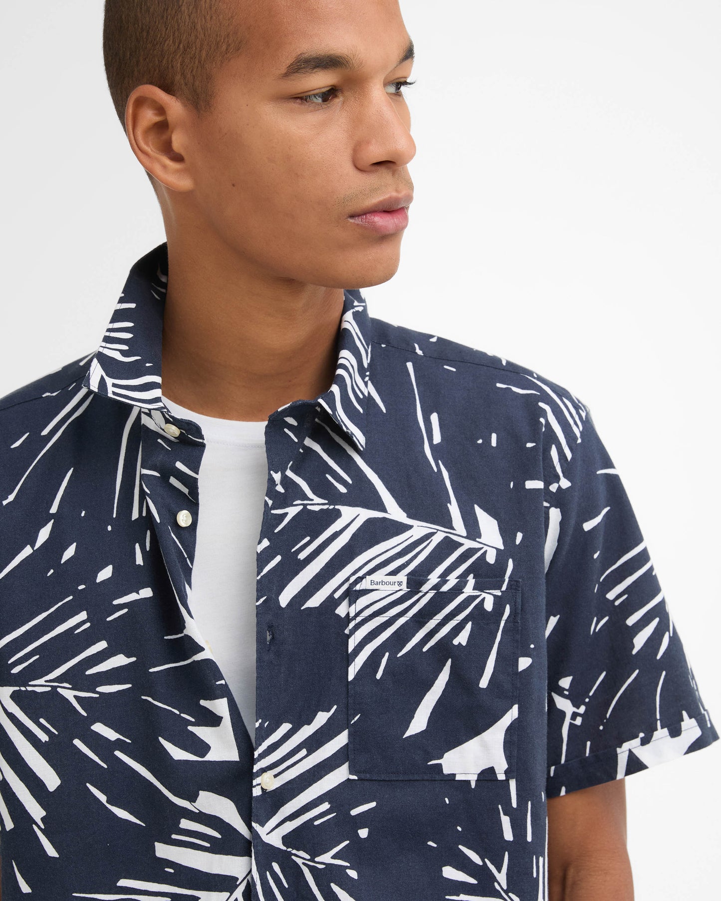 Barbour Edenwood Printed Summer Fit Mens Shirt - Navy | CHO | Designer Mens Shirts