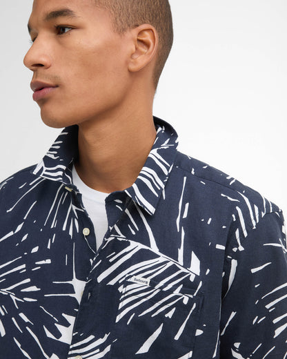 Barbour Edenwood Printed Summer Fit Mens Shirt - Navy | CHO | Designer Mens Shirts