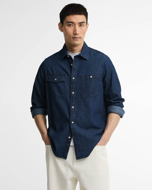 Barbour International Dufton Mens Chambray Shirt - Dark Indigo | CHO | Designer Mens Long Sleeve Shirts