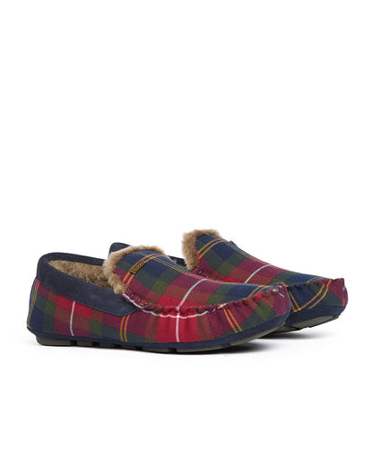 Barbour Monty Moccasin Mens Slippers - Winterberry Tartan