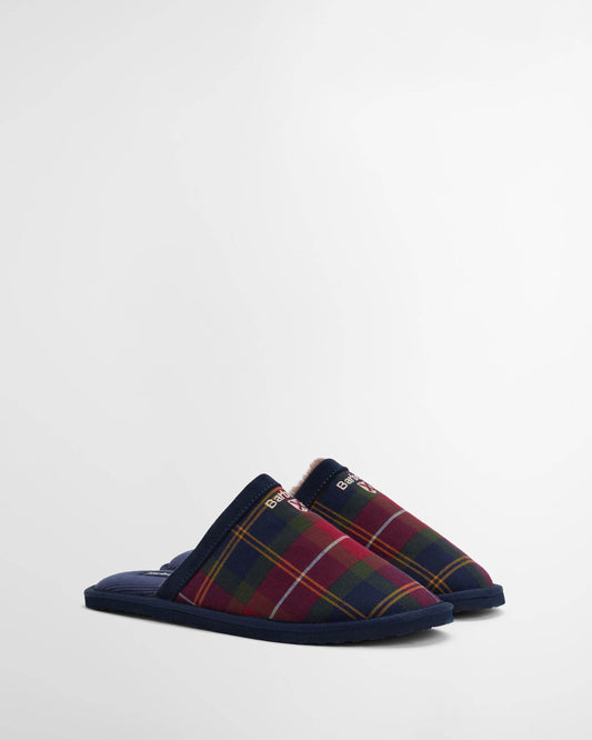 Barbour Everitt Mens Tartan Mule Slippers - Winterberry Tartan