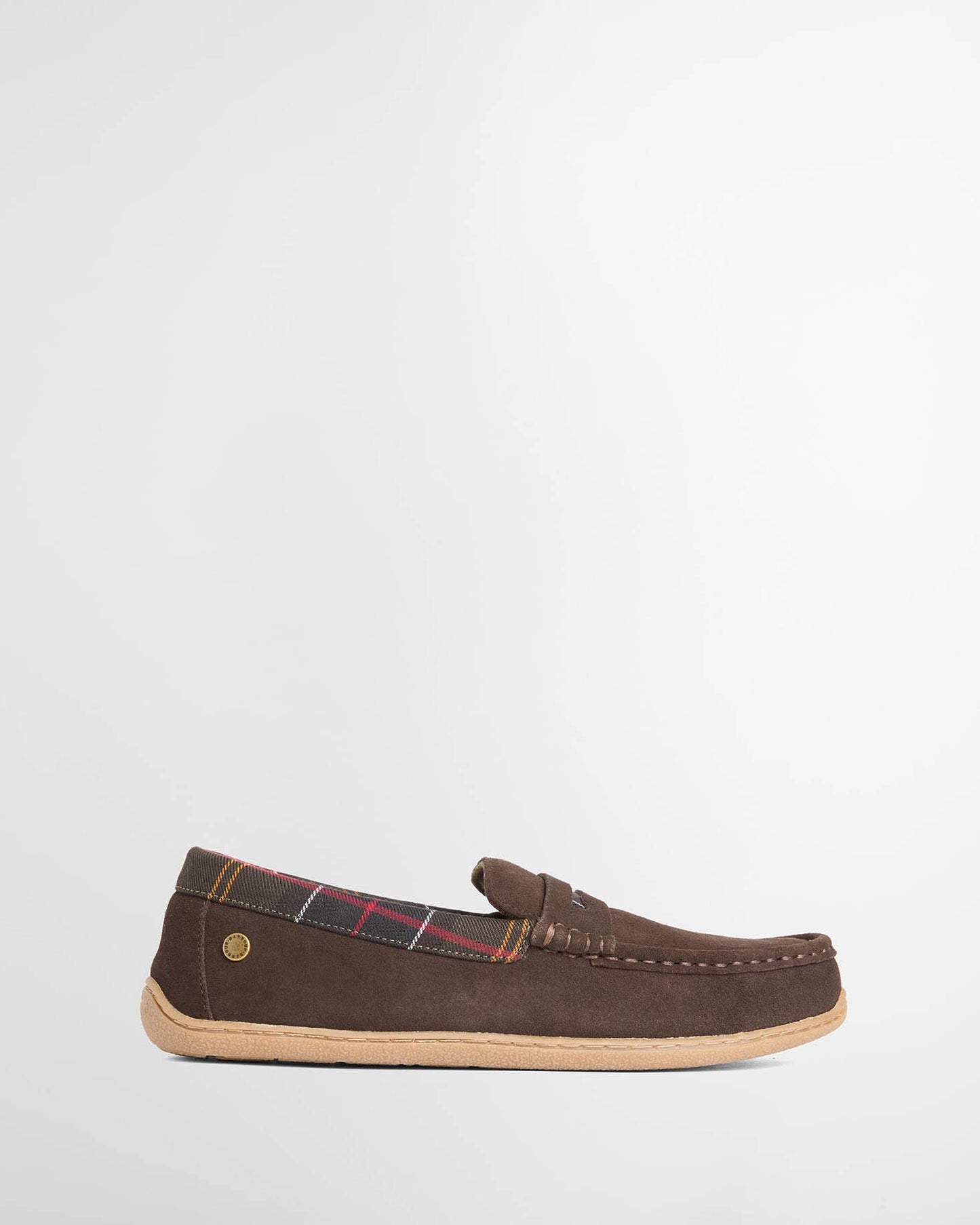 Barbour Albert Mens Slippers in Brown Suede, side