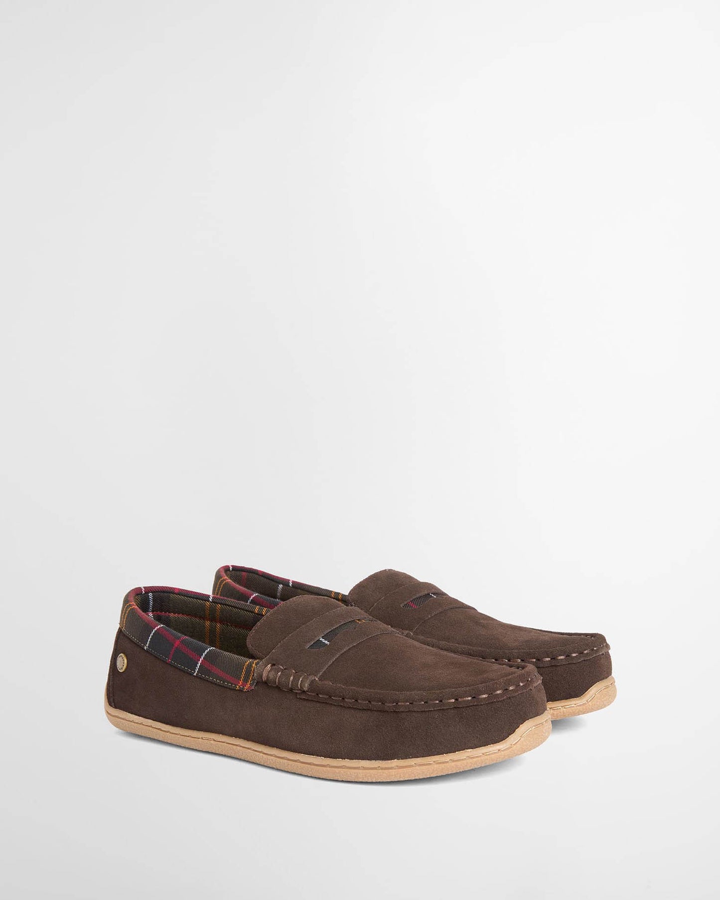 Barbour Albert Mens Slippers in Brown Suede, pair