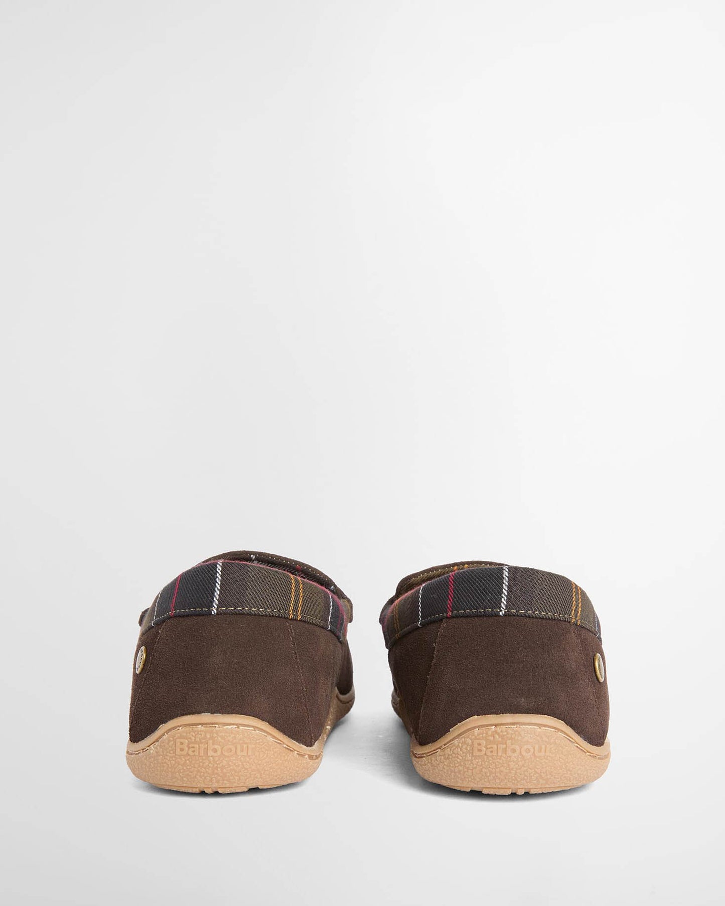 Barbour Albert Mens Slippers in Brown Suede, back