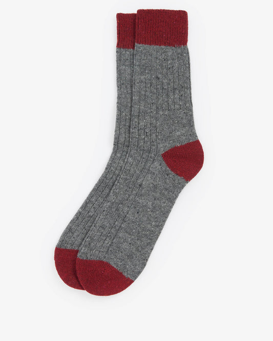 Barbour Houghton Mens Socks - Mid Grey/Red