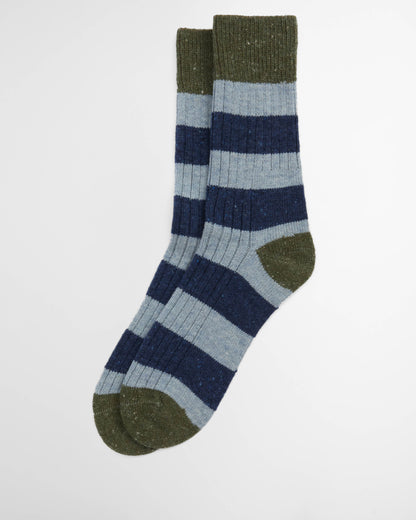 Barbour Houghton Stripe Mens Socks - Blue Stone | CHO | Designer Mens Socks - Blue Stone - M - 5020985973439