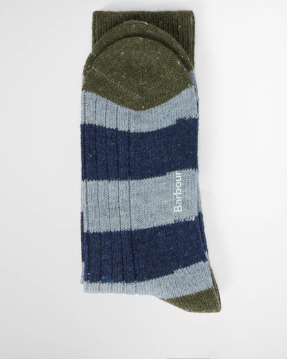 Barbour Houghton Stripe Mens Socks - Blue Stone | CHO | Designer Mens Socks