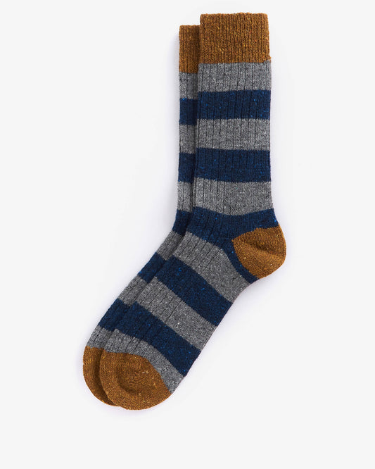 Barbour Houghton Stripe Mens Socks - Asphalt/Navy