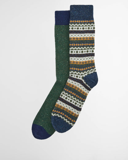Barbour Mens Fair Isle Socks 2 Pack - Classic Mix