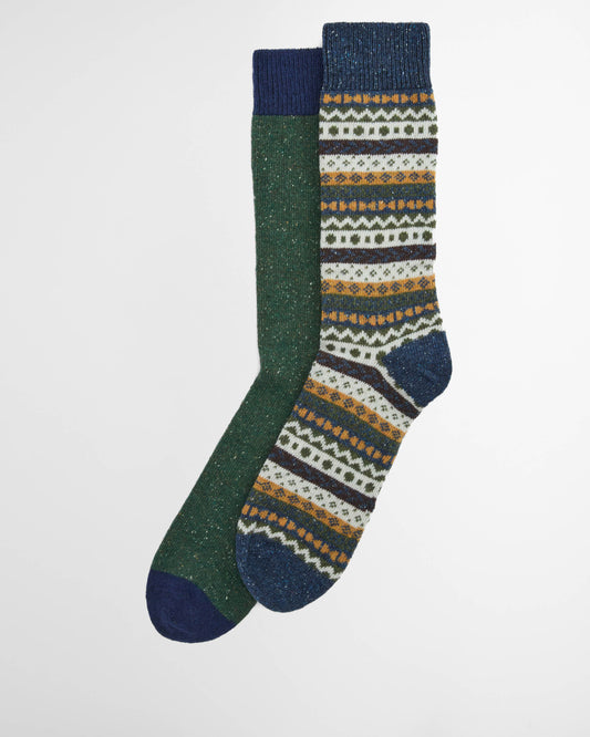 Barbour Mens Fair Isle Socks 2 Pack - Classic Mix