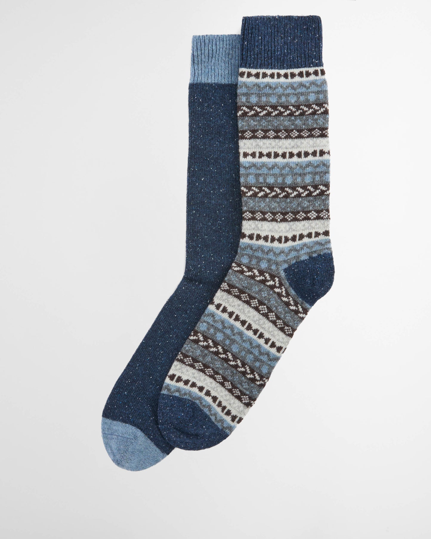 Barbour Mens Fair Isle Socks 2 Pack - Midnight Oak Mix