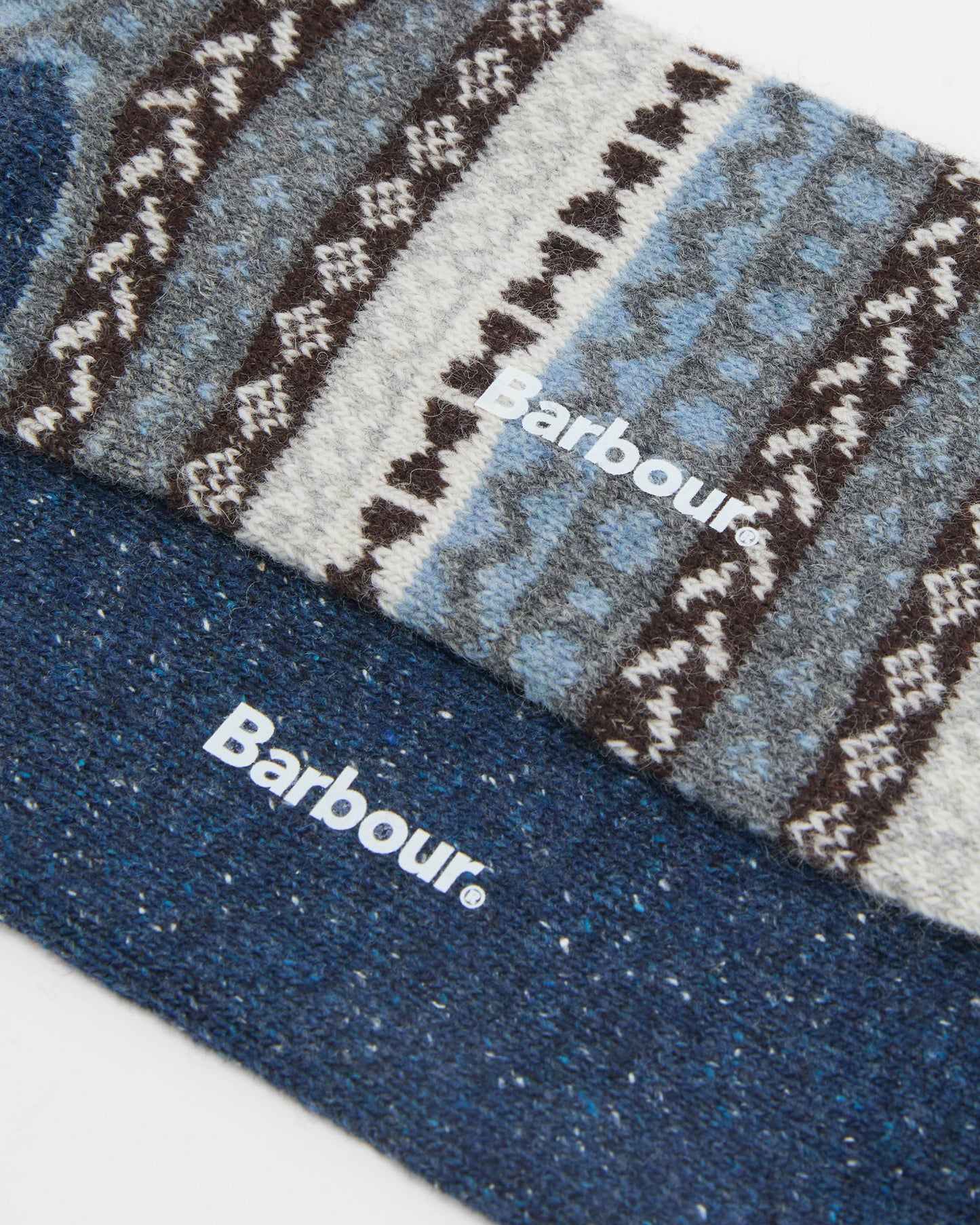 Barbour Mens Fair Isle Socks 2 Pack - Midnight Oak Mix