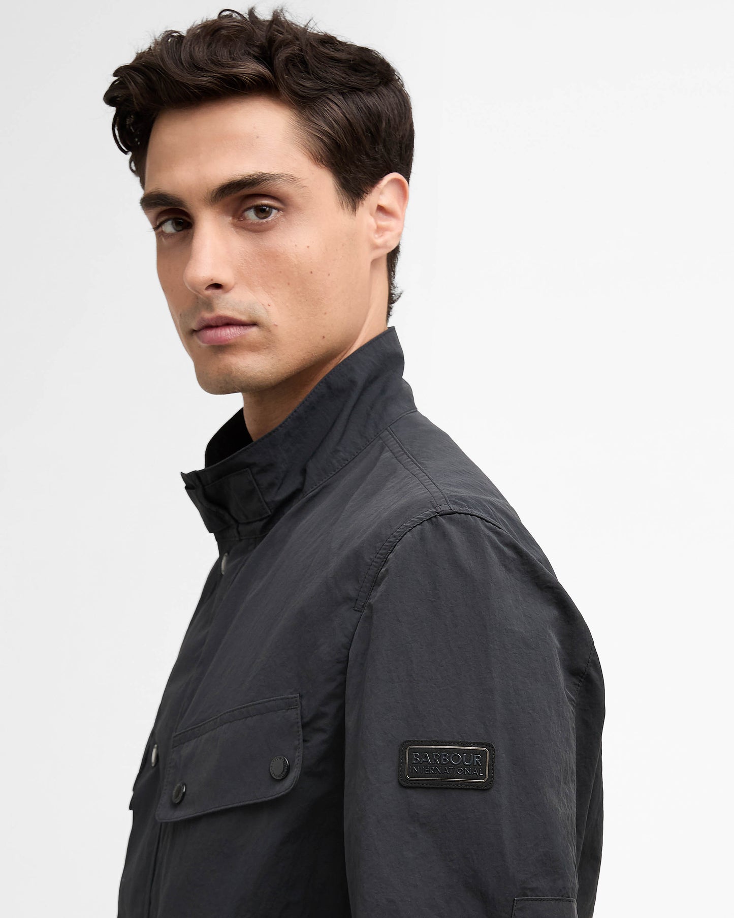 Barbour International Modern Duke Mens Showerproof Jacket - Black | CHO | Designer Mens Weatherproof Jackets