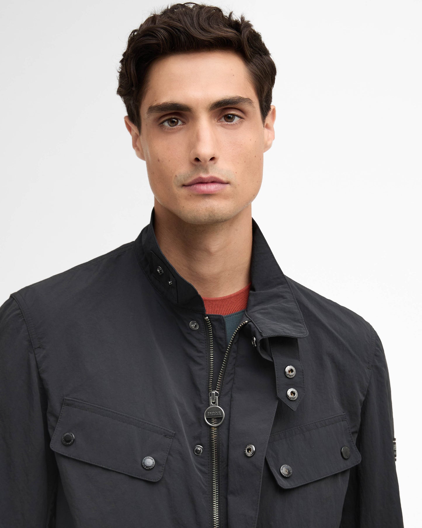 Barbour International Modern Duke Mens Showerproof Jacket - Black | CHO | Designer Mens Weatherproof Jackets
