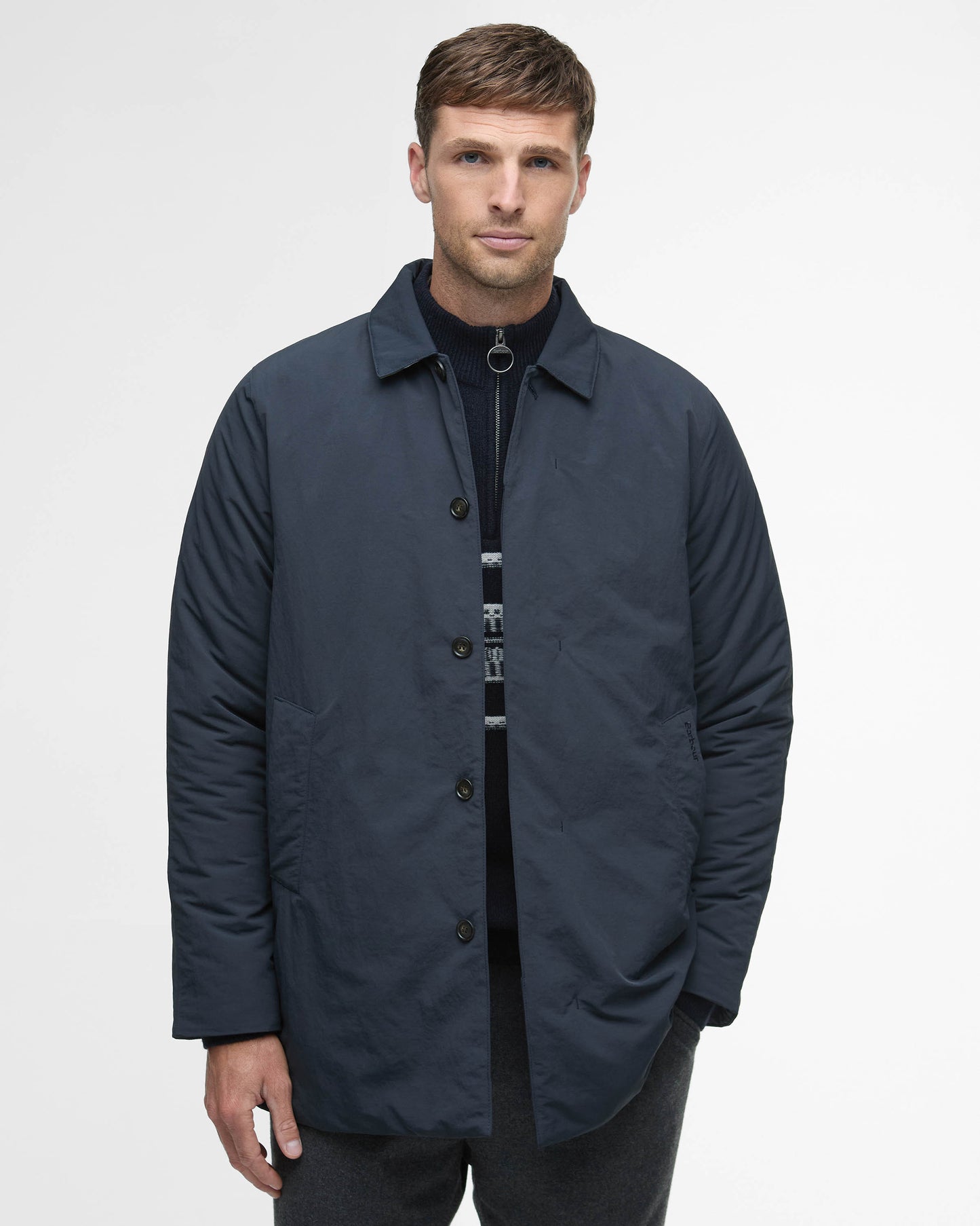 Barbour Wadded Lorden Mens Showerproof Mac - Dark Navy