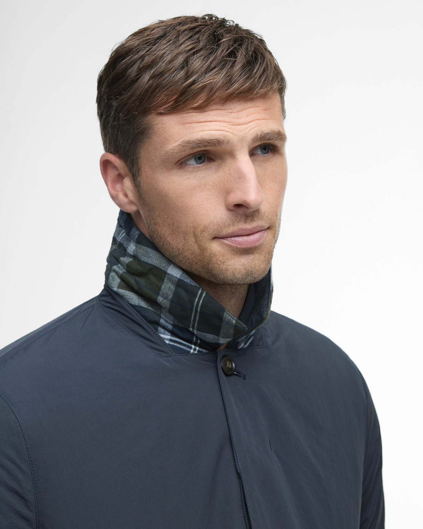 Barbour Wadded Lorden Mens Showerproof Mac - Dark Navy