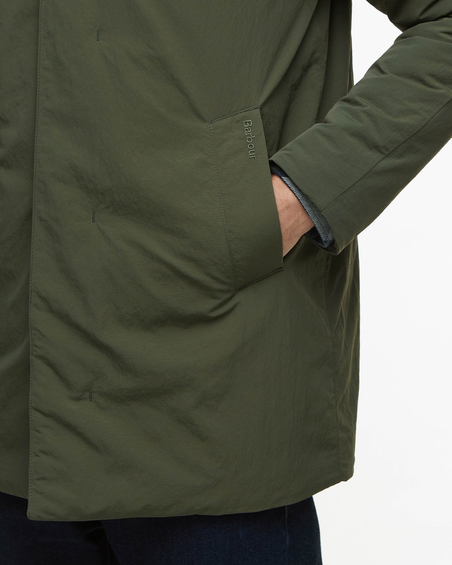Barbour Wadded Lorden Mens Showerproof Mac - Olive