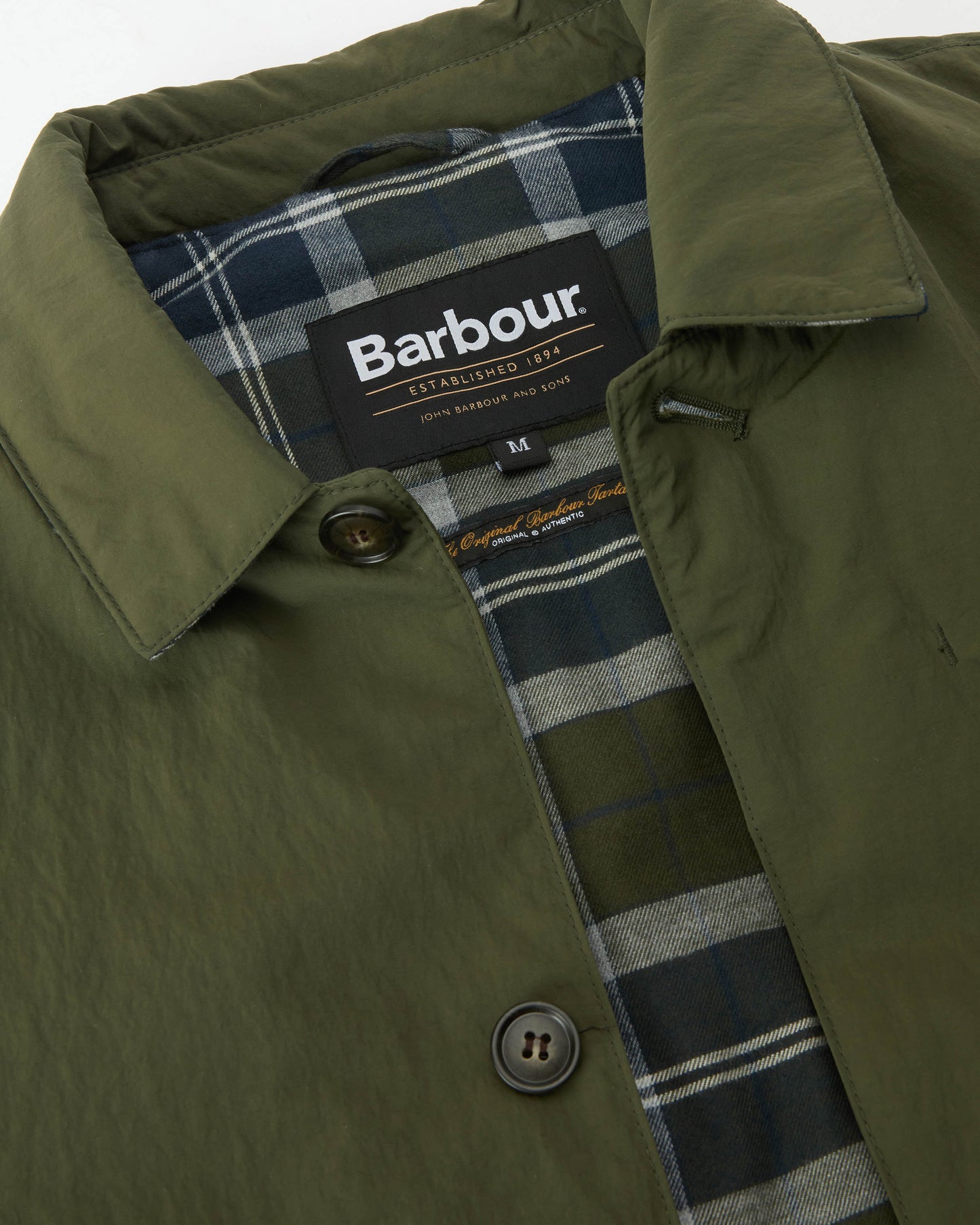 Barbour Wadded Lorden Mens Showerproof Mac - Olive