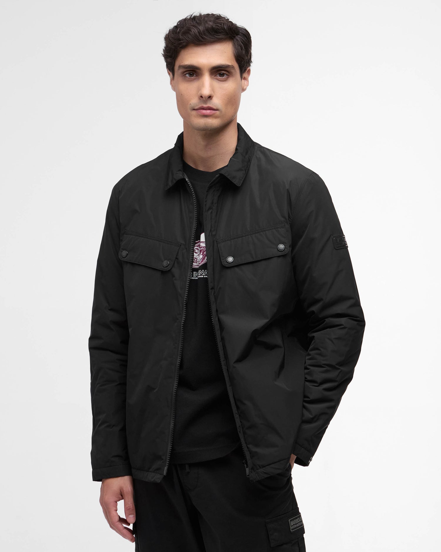 Barbour International Padded Ariel Mens Shirt Jacket - Black - CHO - Designer Mens Overshirts
