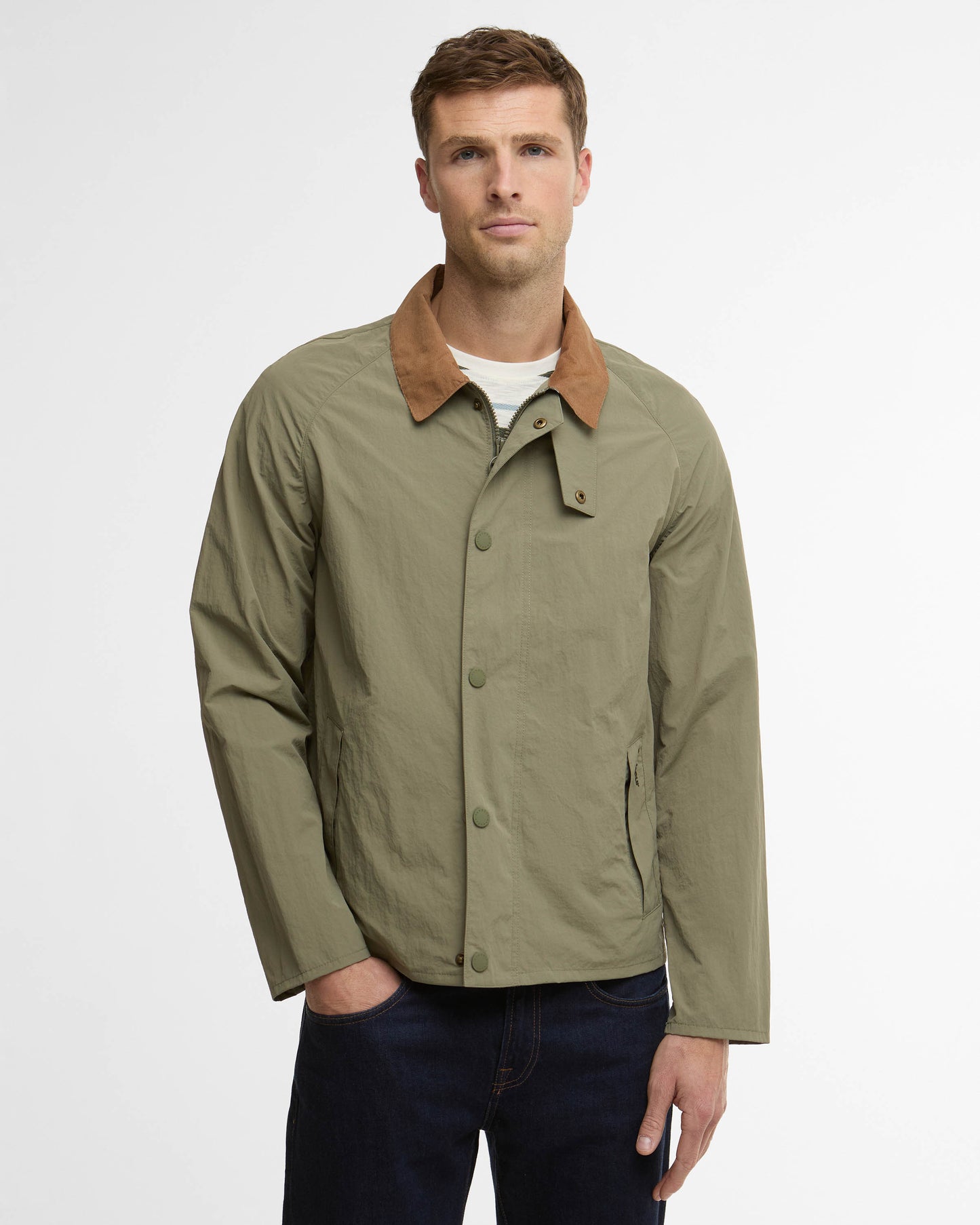 Barbour Tracker Mens Showerproof Jacket - Dusty Olive | CHO | Designer Mens Weatherproof Jackets