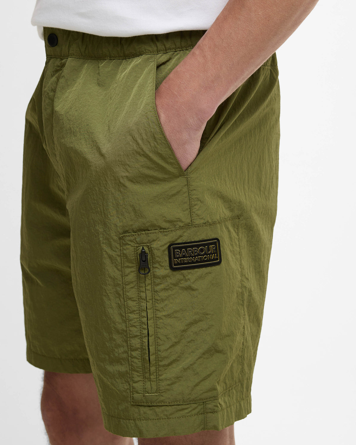 Barbour International Mens Inline Shorts - Cable Olive | CHO | Designer Mens Shorts