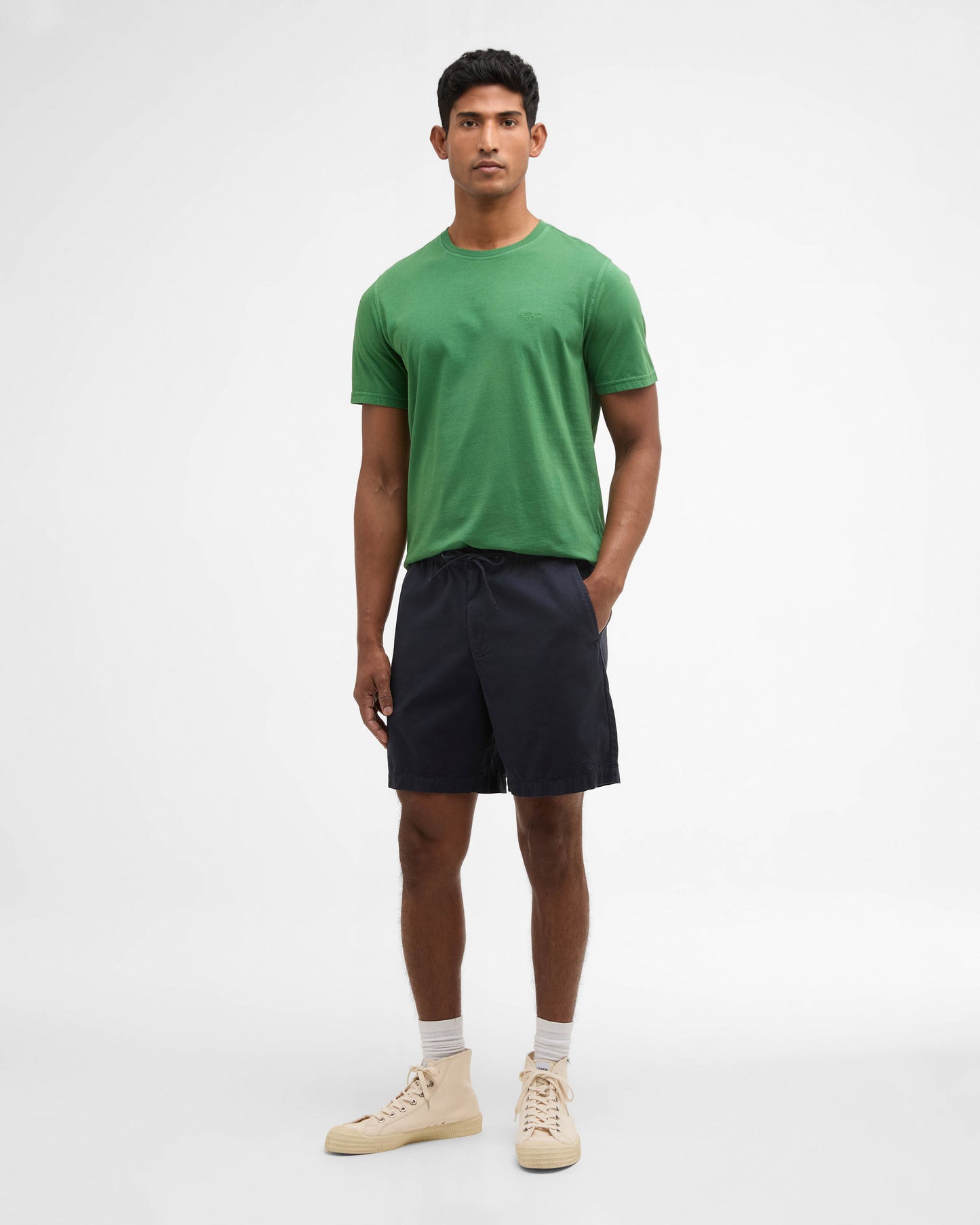 Barbour Washed Oxford Relaxed Mens Shorts - Navy | CHO | Designer Mens Shorts