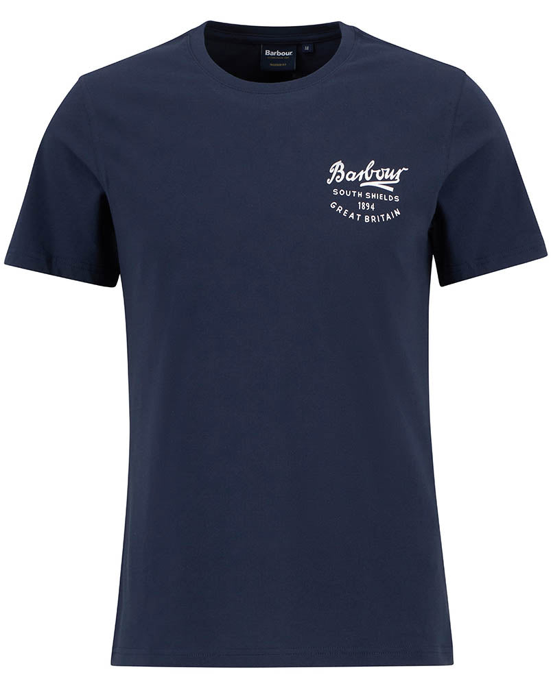 Barbour Script Mens Graphic T-Shirt - Navy