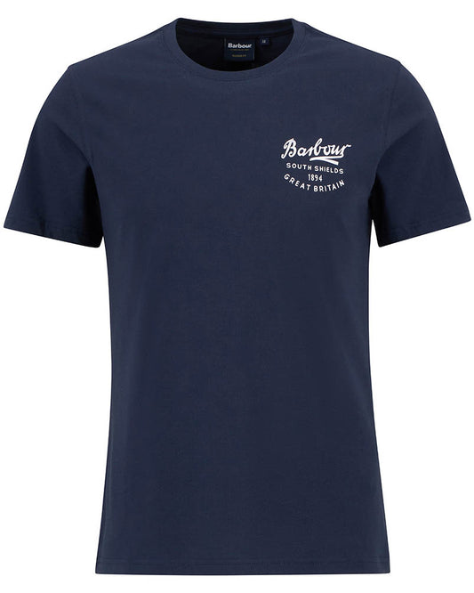 Barbour Script Mens Graphic T-Shirt - Navy