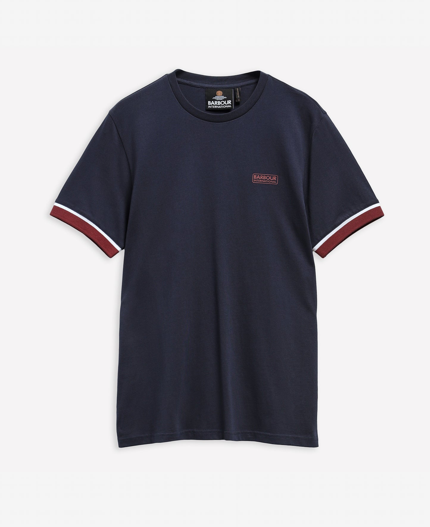 Barbour International Deep Cuff Mens T-Shirt - Navy/Red Mahogany
