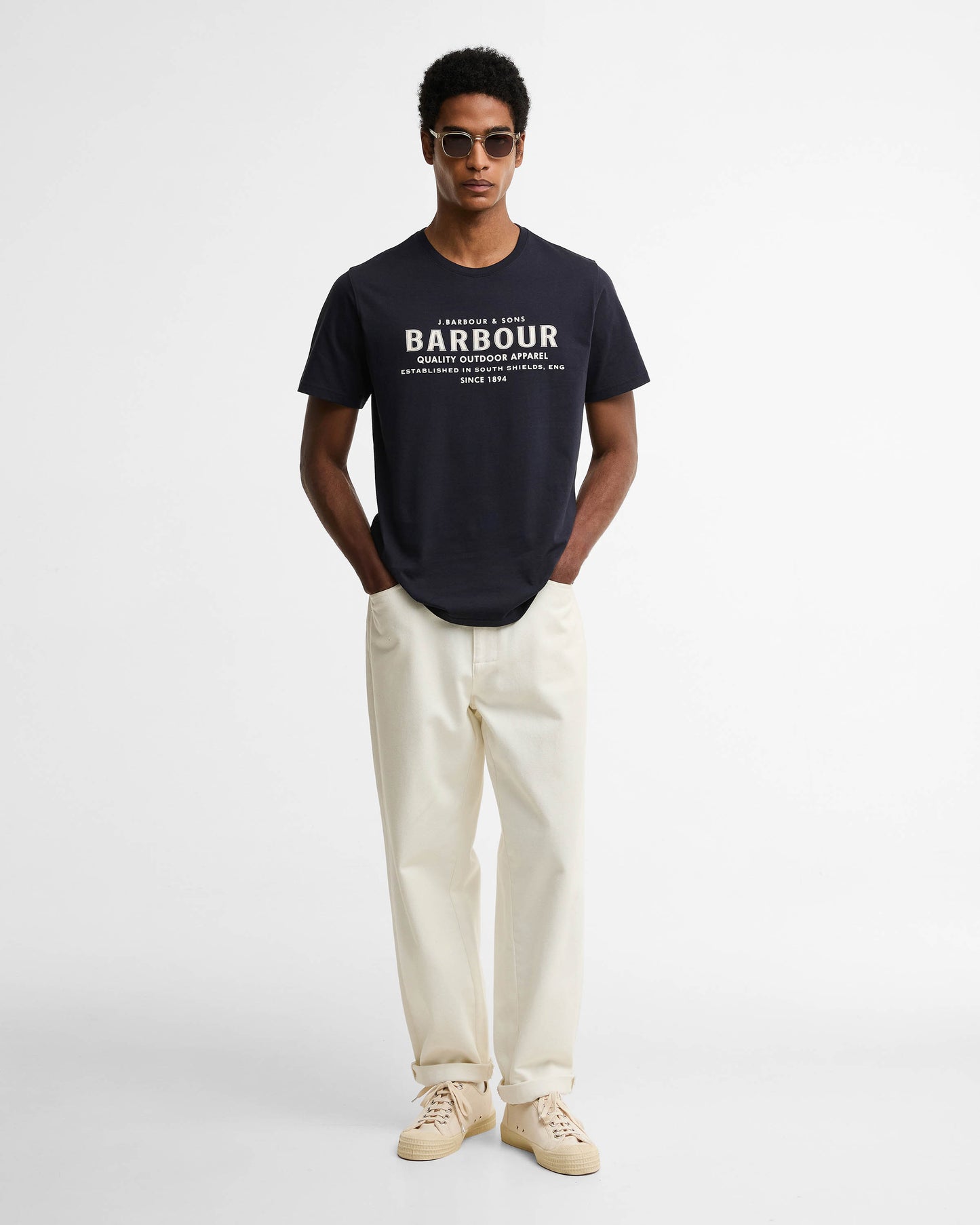 Barbour Moorside Mens Tailored Logo T-Shirt - Dark Navy