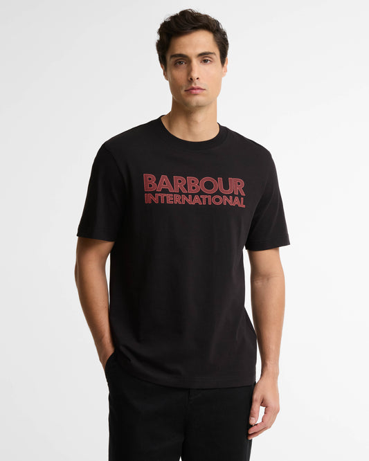 Barbour International Mens Essential Graphic T - Shirt - Black/Fire Whirl | CHO | Designer Mens Shirts