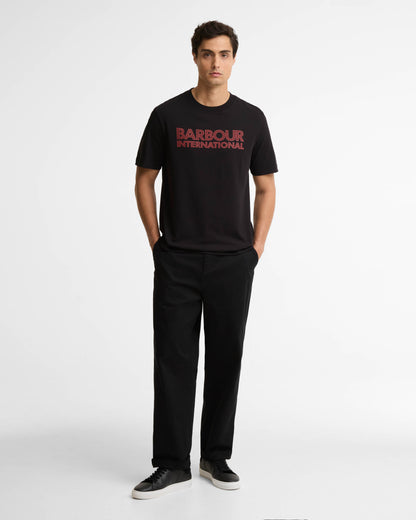 Barbour International Mens Essential Graphic T - Shirt - Black/Fire Whirl | CHO | Designer Mens Shirts