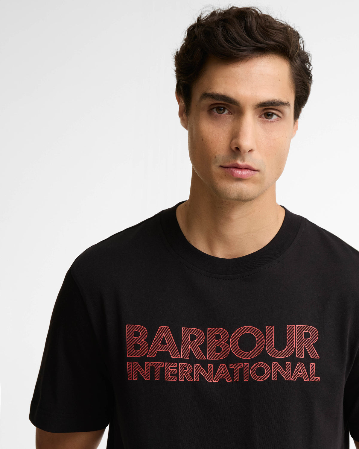Barbour International Mens Essential Graphic T - Shirt - Black/Fire Whirl | CHO | Designer Mens Shirts