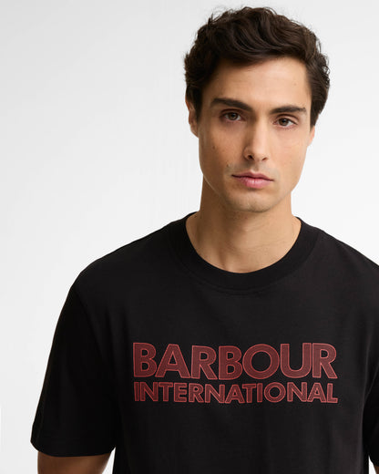 Barbour International Mens Essential Graphic T - Shirt - Black/Fire Whirl | CHO | Designer Mens Shirts