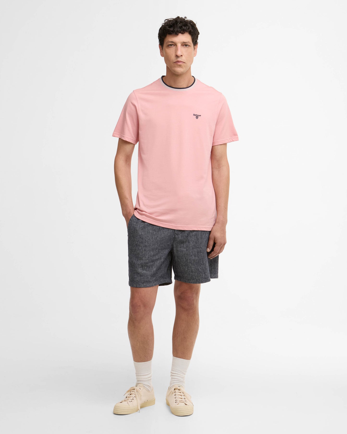 Barbour Cornsay Mens Tailored T-Shirt - Mineral Pink | CHO | Designer Mens T-Shirts