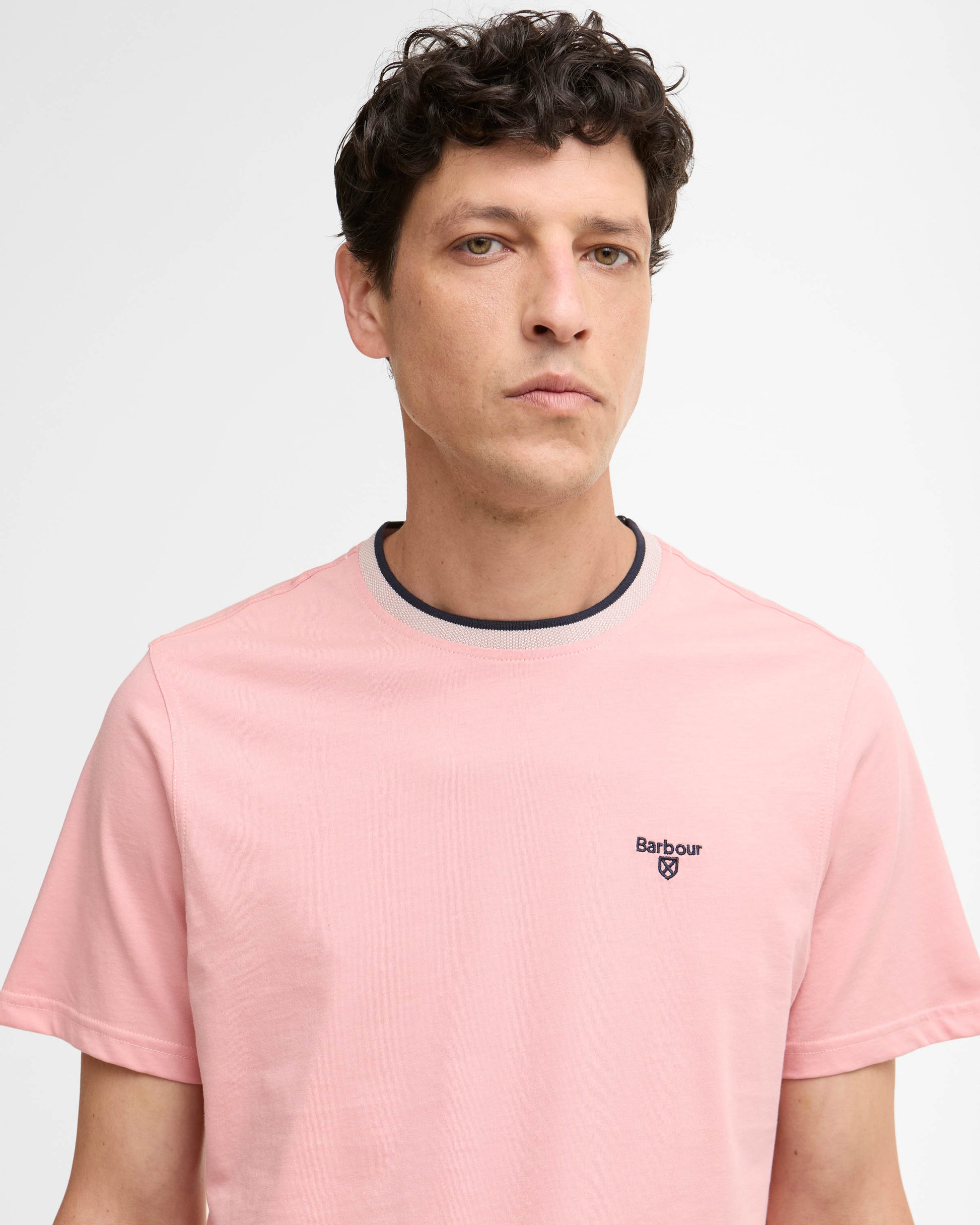 Barbour Cornsay Mens Tailored T-Shirt - Mineral Pink | CHO | Designer Mens T-Shirts