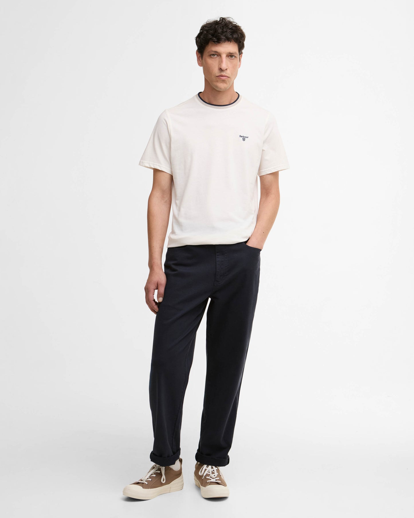Barbour Cornsay Mens Tailored T-Shirt - Whisper White | CHO | Designer Mens T-Shirts