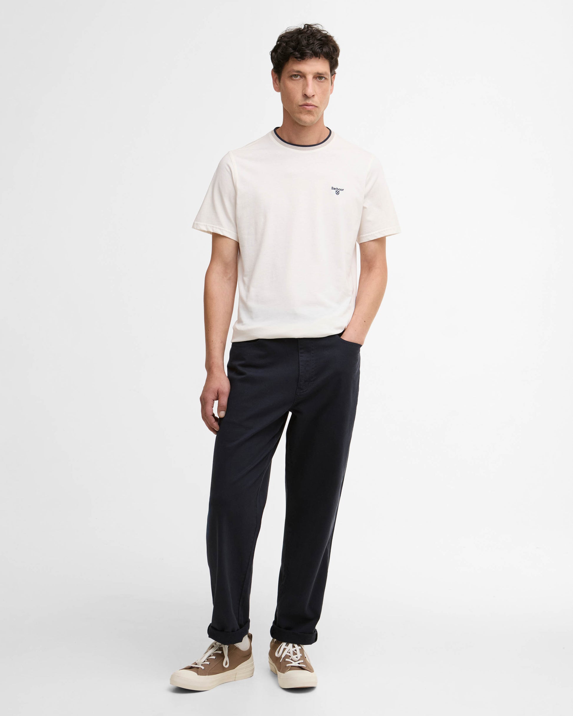 Barbour Cornsay Mens Tailored T-Shirt - Whisper White | CHO | Designer Mens T-Shirts