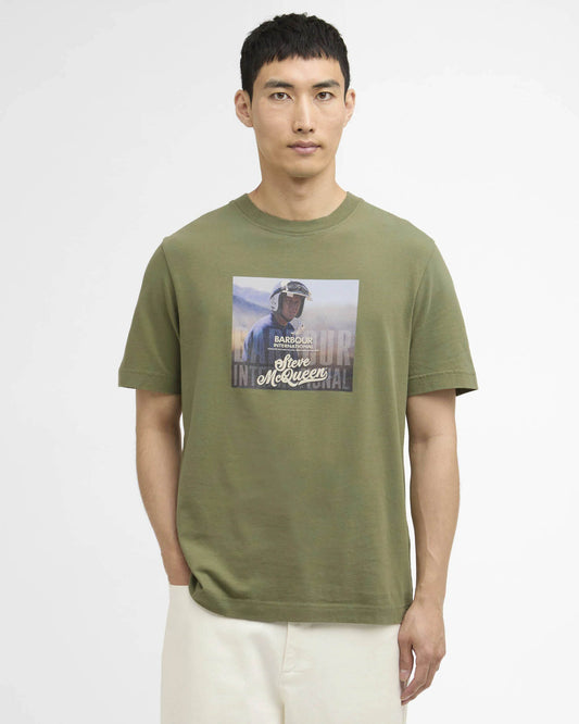 Barbour International Walde Mens Photographic T-Shirt - Olivine | CHO | Designer Mens T-Shirts