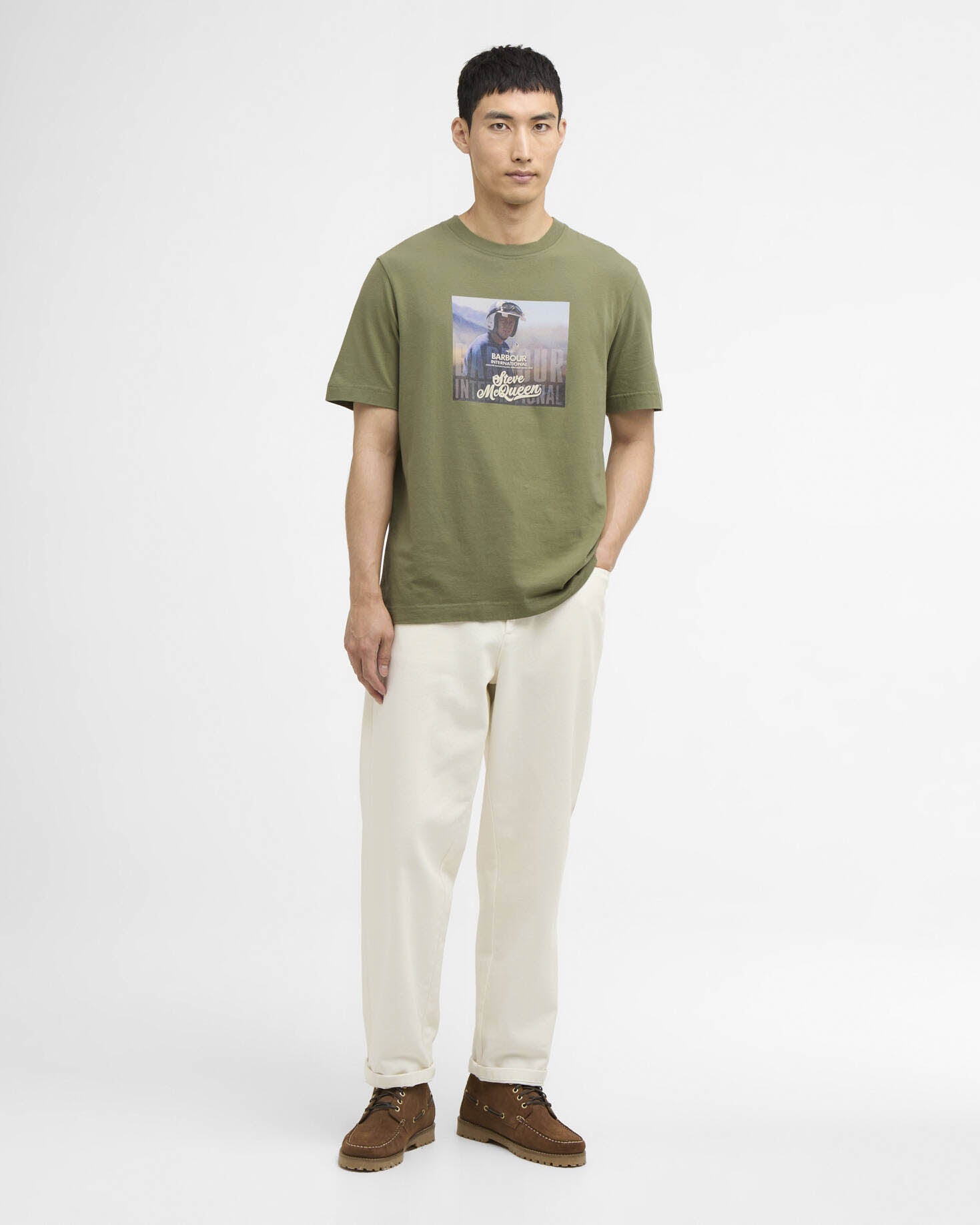 Barbour International Walde Mens Photographic T-Shirt - Olivine | CHO | Designer Mens T-Shirts