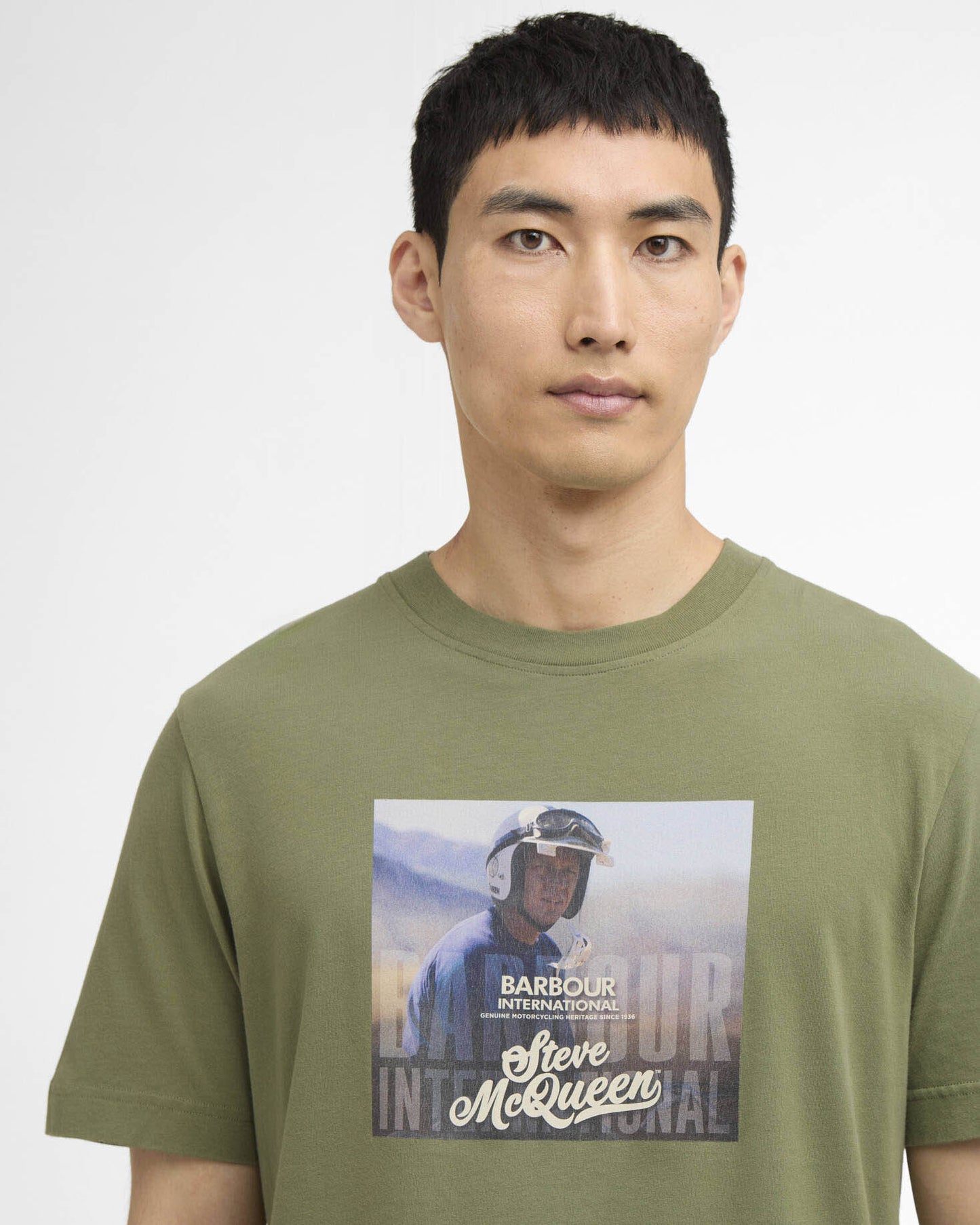 Barbour International Walde Mens Photographic T-Shirt - Olivine | CHO | Designer Mens T-Shirts